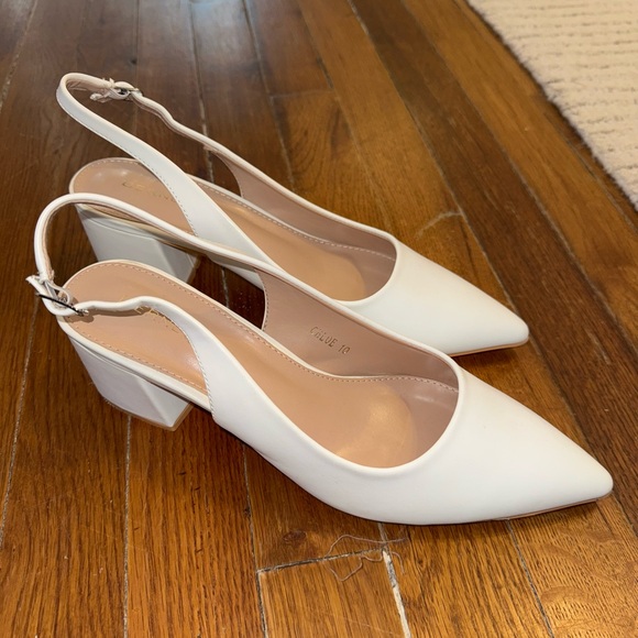 Berness Shoes - Elegant White Slingback Heels